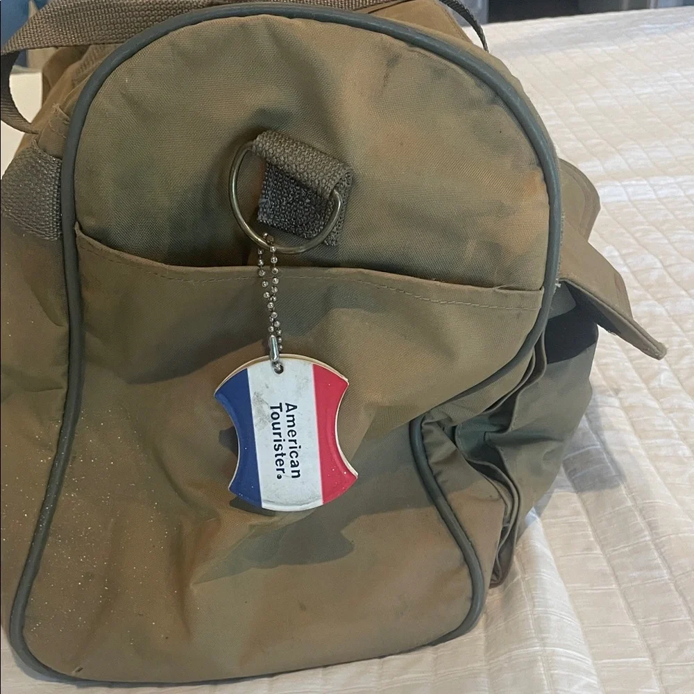 Vintage American Tourister Duffle Bag Olive Green nylon Weekender luggage travel